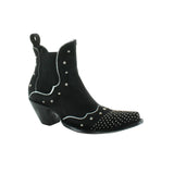 Black botin with silver trim and studs. Botin angled